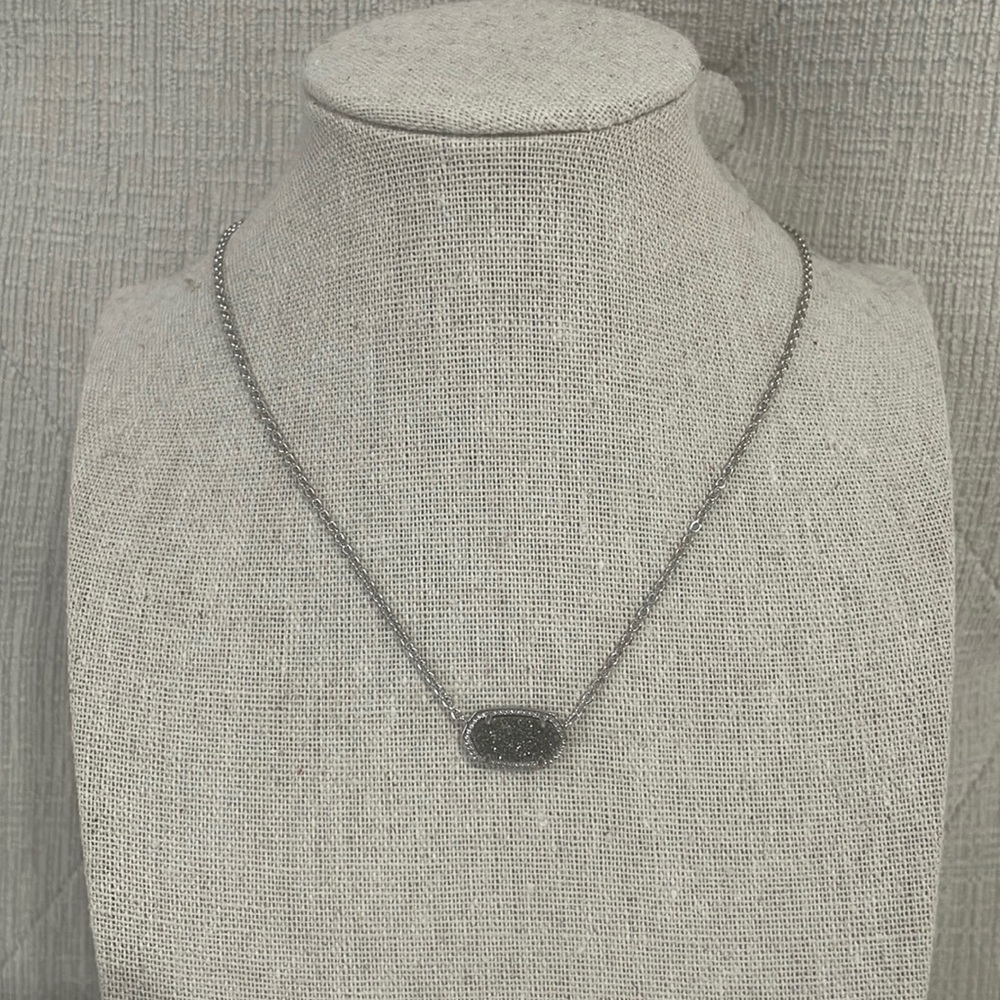 Kendra Scott Elisa Silver Pendant Necklace in Platinum Drusy
